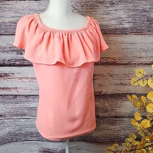 NEW MICHAEL KORS CORAL SLEEVELESS RUFFLE PULLOVER TOP